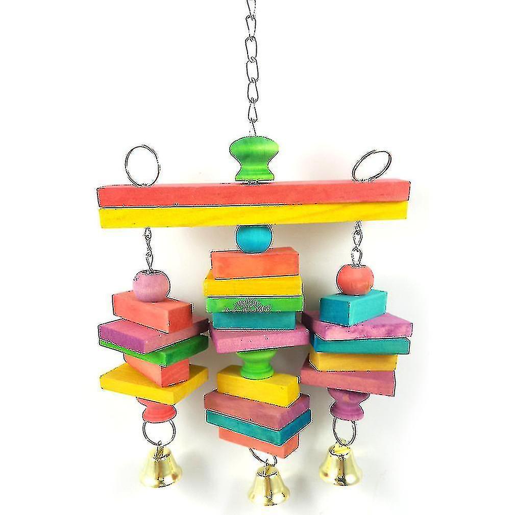 Parrot Chew Bite Toy Natural Wood With Bell