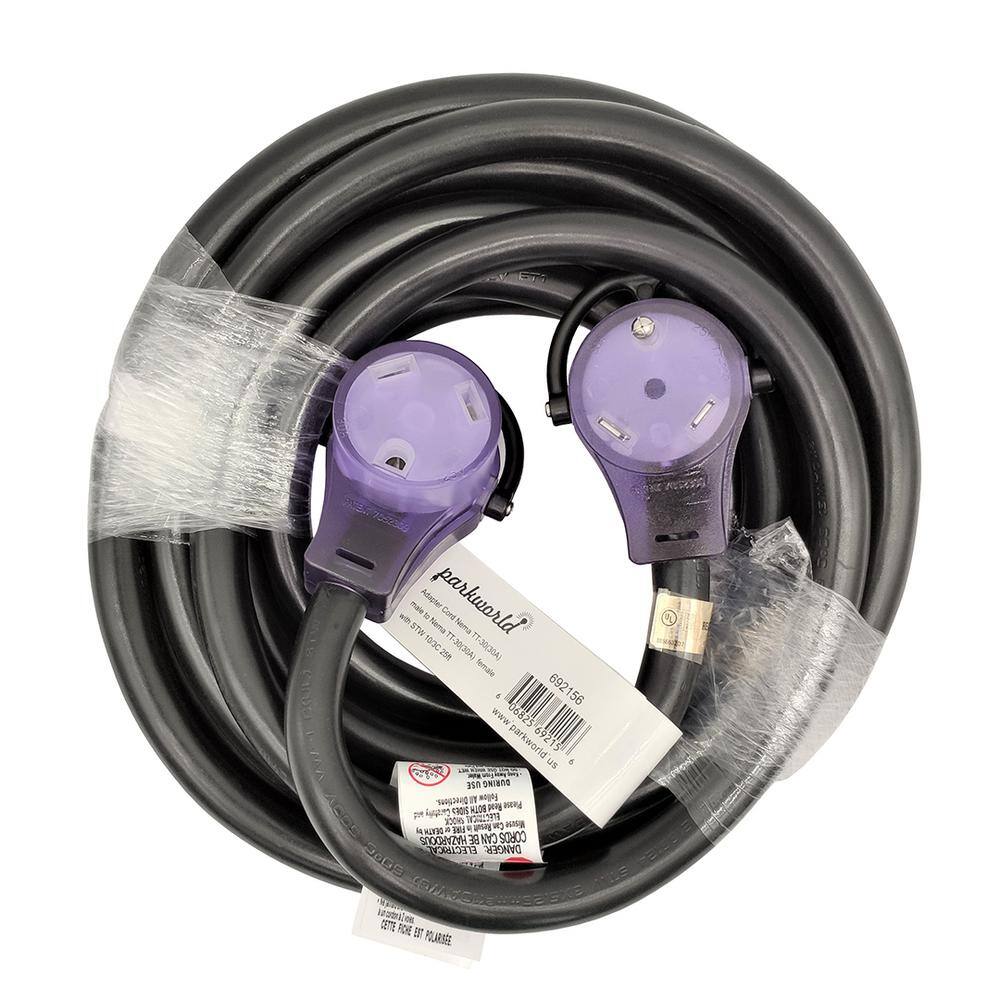 parkworld 25 ft. 103 30 Amp 125-Volt NEMA TT-30 RV Extension Cord with Handle 692156