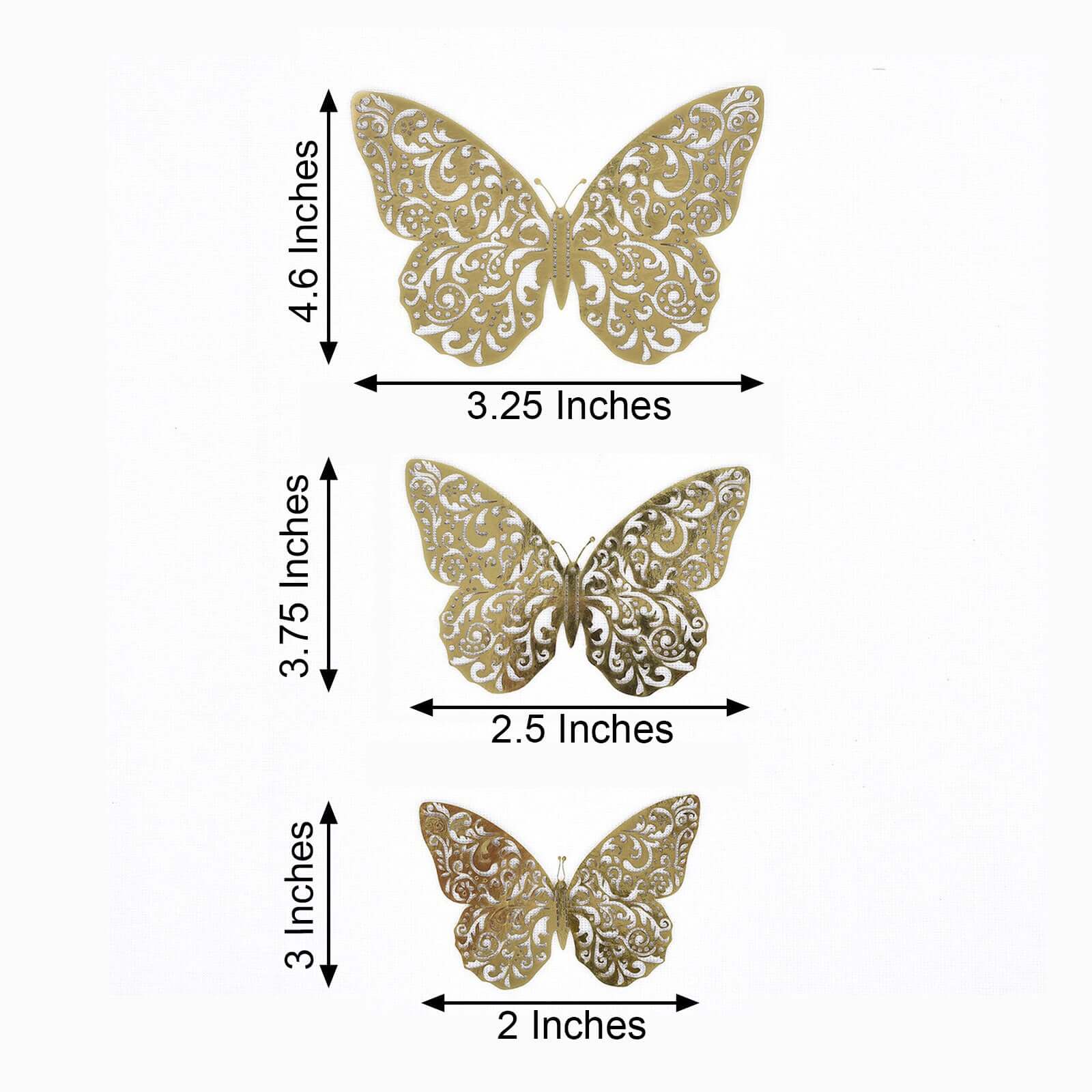 12 Pack 3D Gold Butterfly Wall Decals, DIY Mural Stickers, Metallic Butterfly Cake Decorations