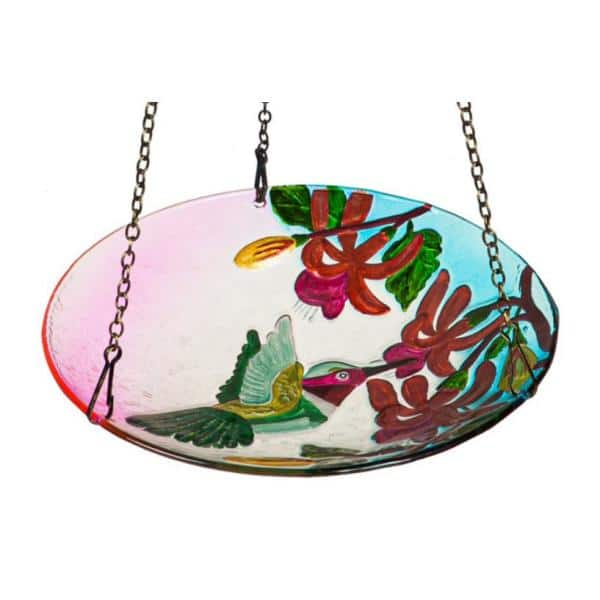 Evergreen Hummingbird Flutter Hanging Glass Birdbath ZKR2BF570EC