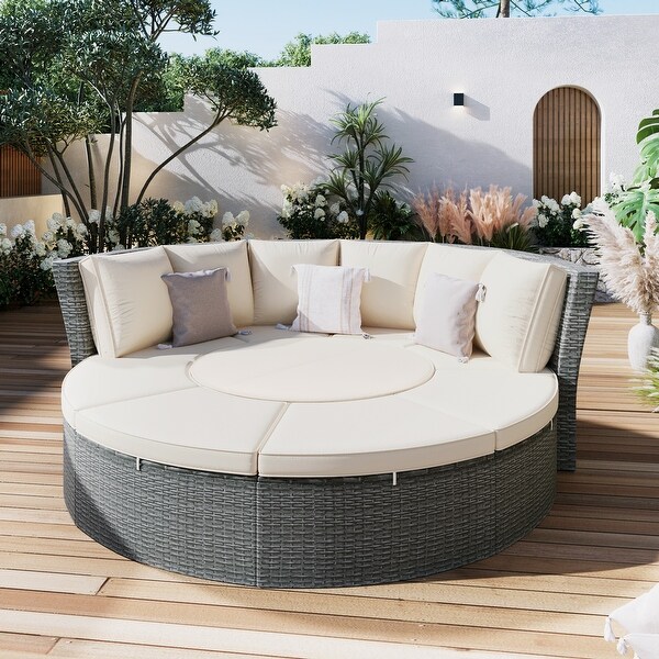 Nestfair 5Piece AllWeather PE Wicker Sectional Sofa Set with Cushions