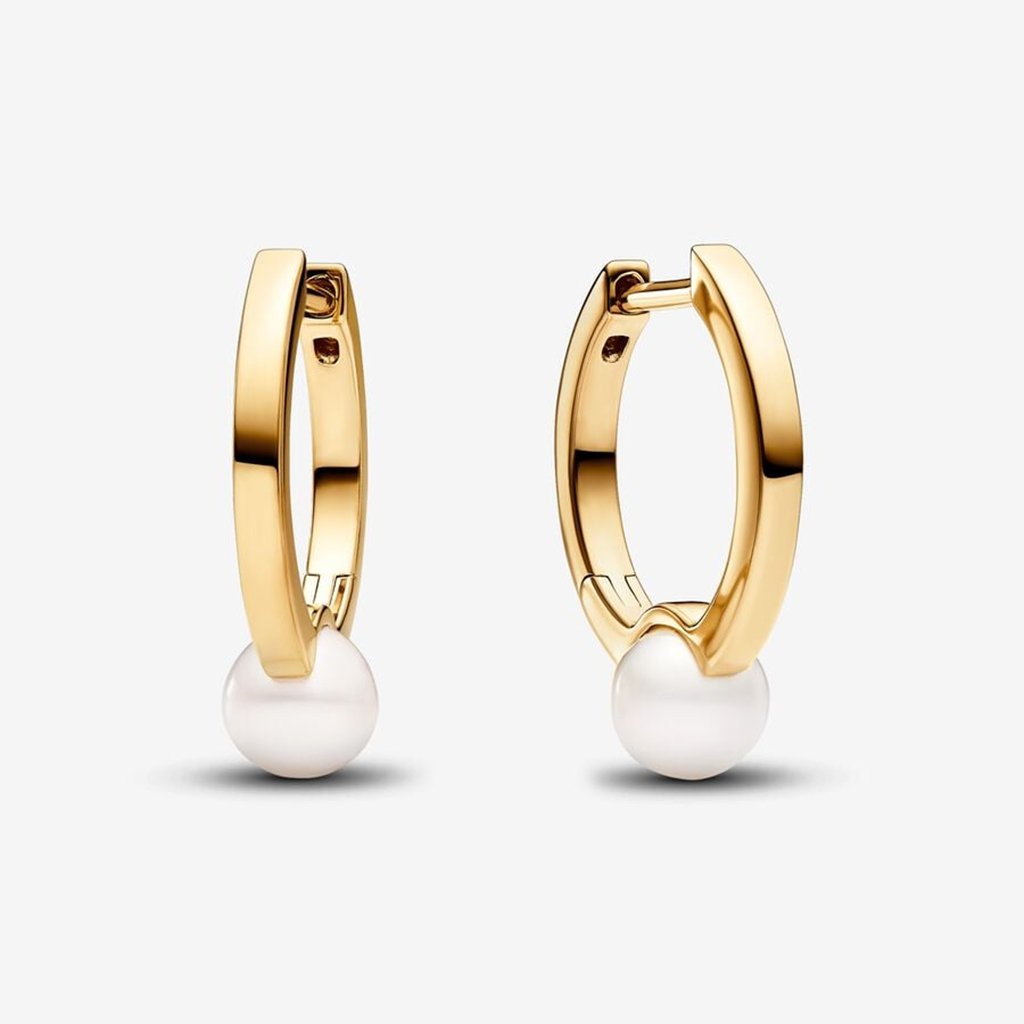 PANDORA  Treated Freshwater Cultured Pearl Hoop Earrings - Gold