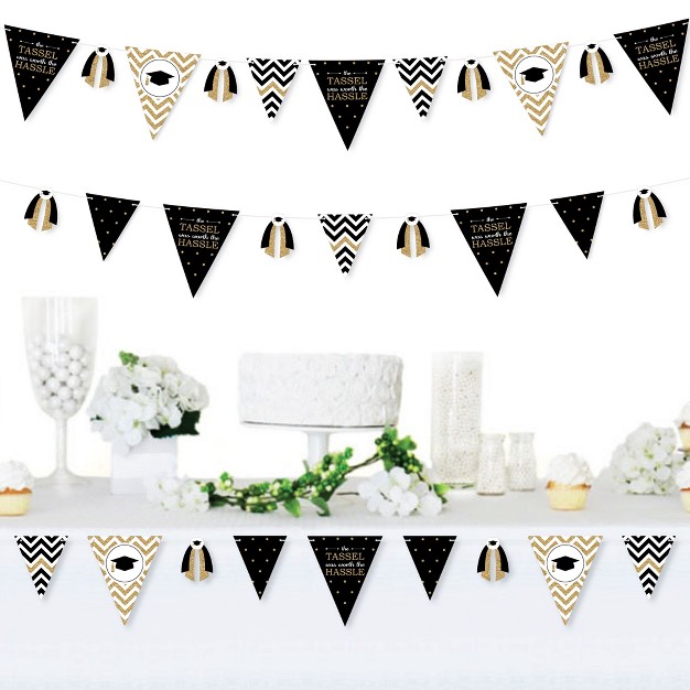 Big Dot Of Happiness 30 Piece Gold Graduation Party Pennant Triangle Banner