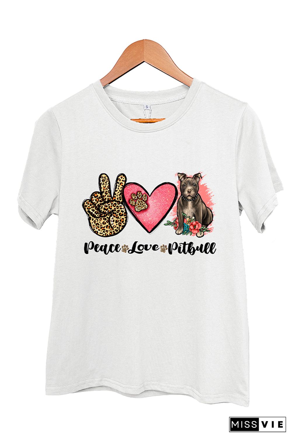 Peace Love Pitbull Short Sleeve Graphic Tee Wholesale