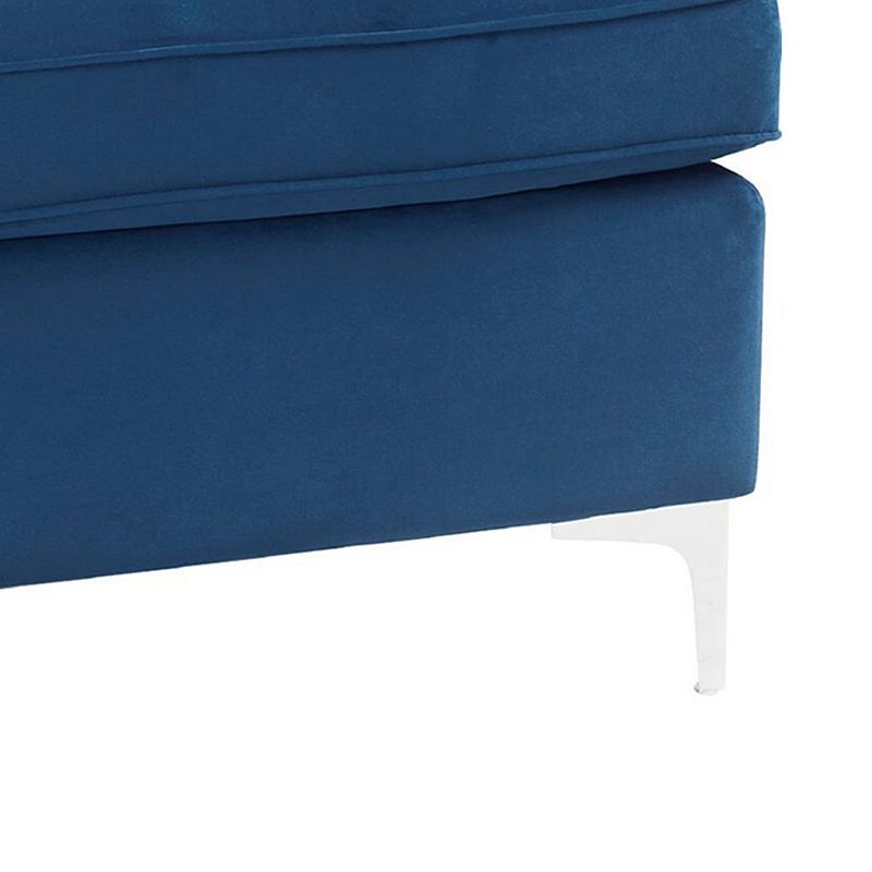 Ottoman with Removable Cushion Seat and Sleek Legs， Blue