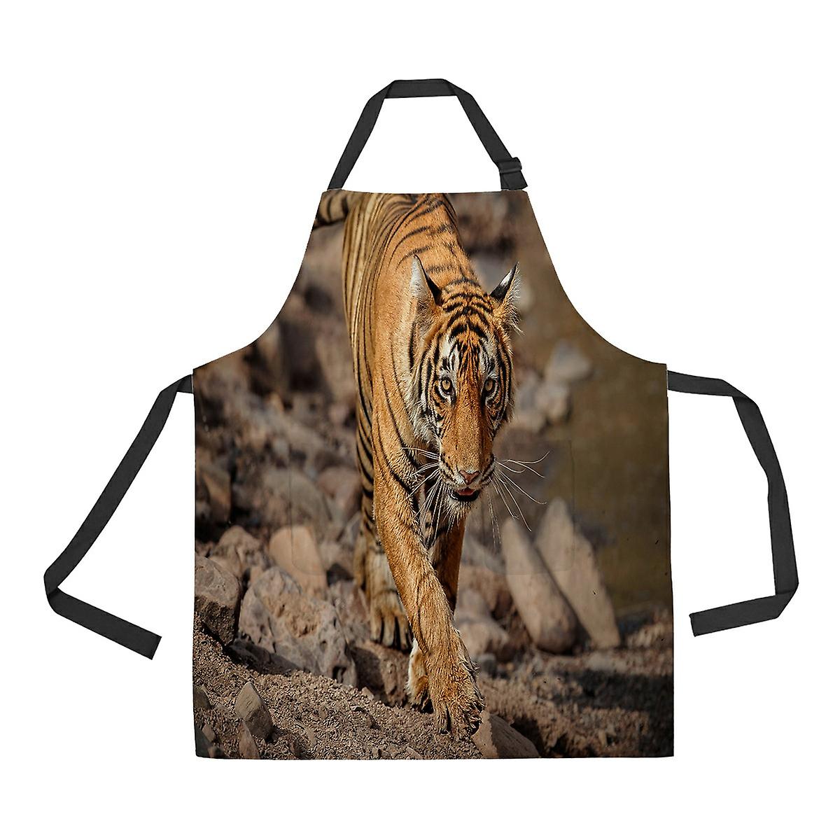 Tiger In The Nature Habitat Apron Home Kitchen Apron With Pockets