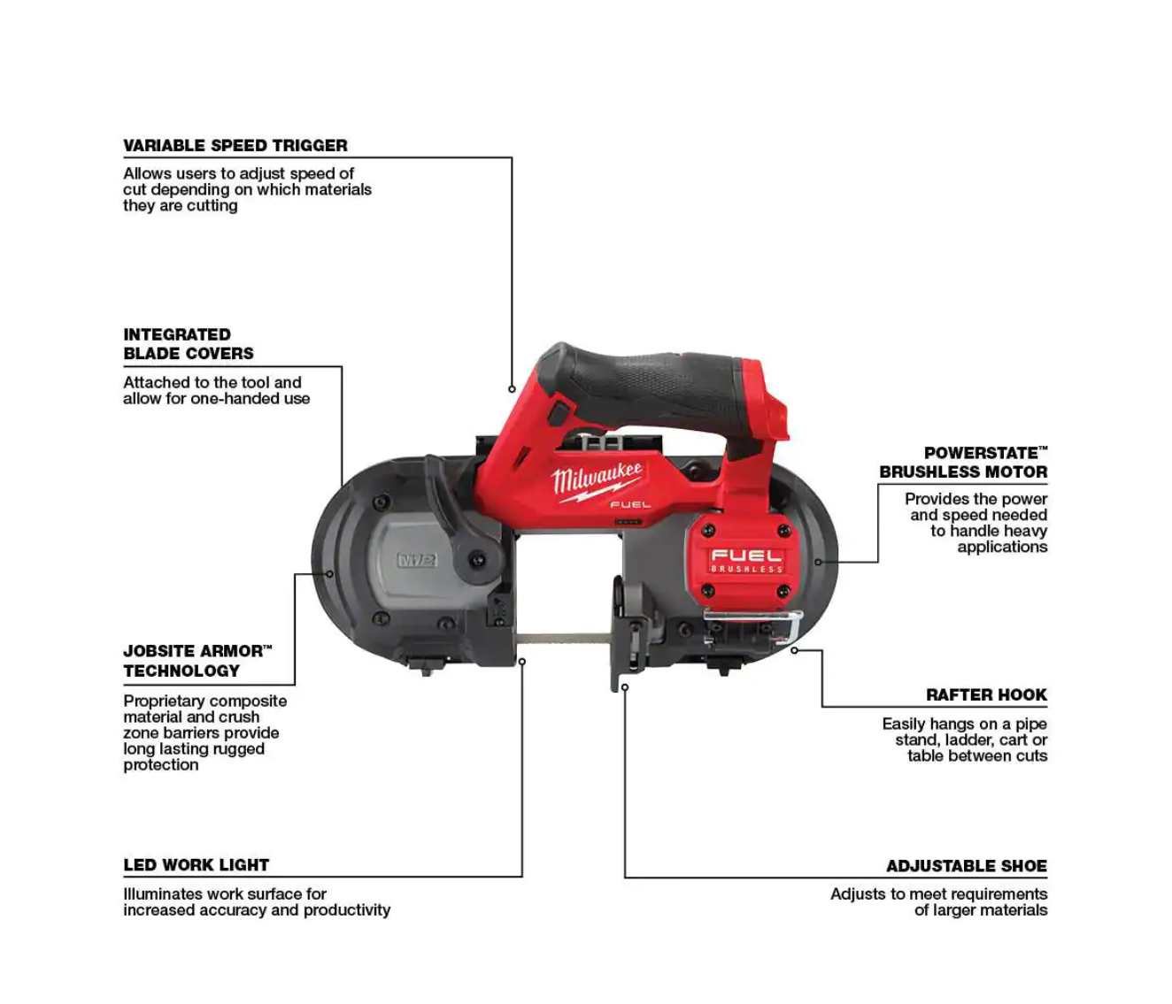 Milwaukee 2529-20-48-39-0631 M12 FUEL 12V Lithium-Ion Cordless Sub-Compact Band Saw with (4) 12/14 TPI Extreme Metal Cutting Band Saw Blades