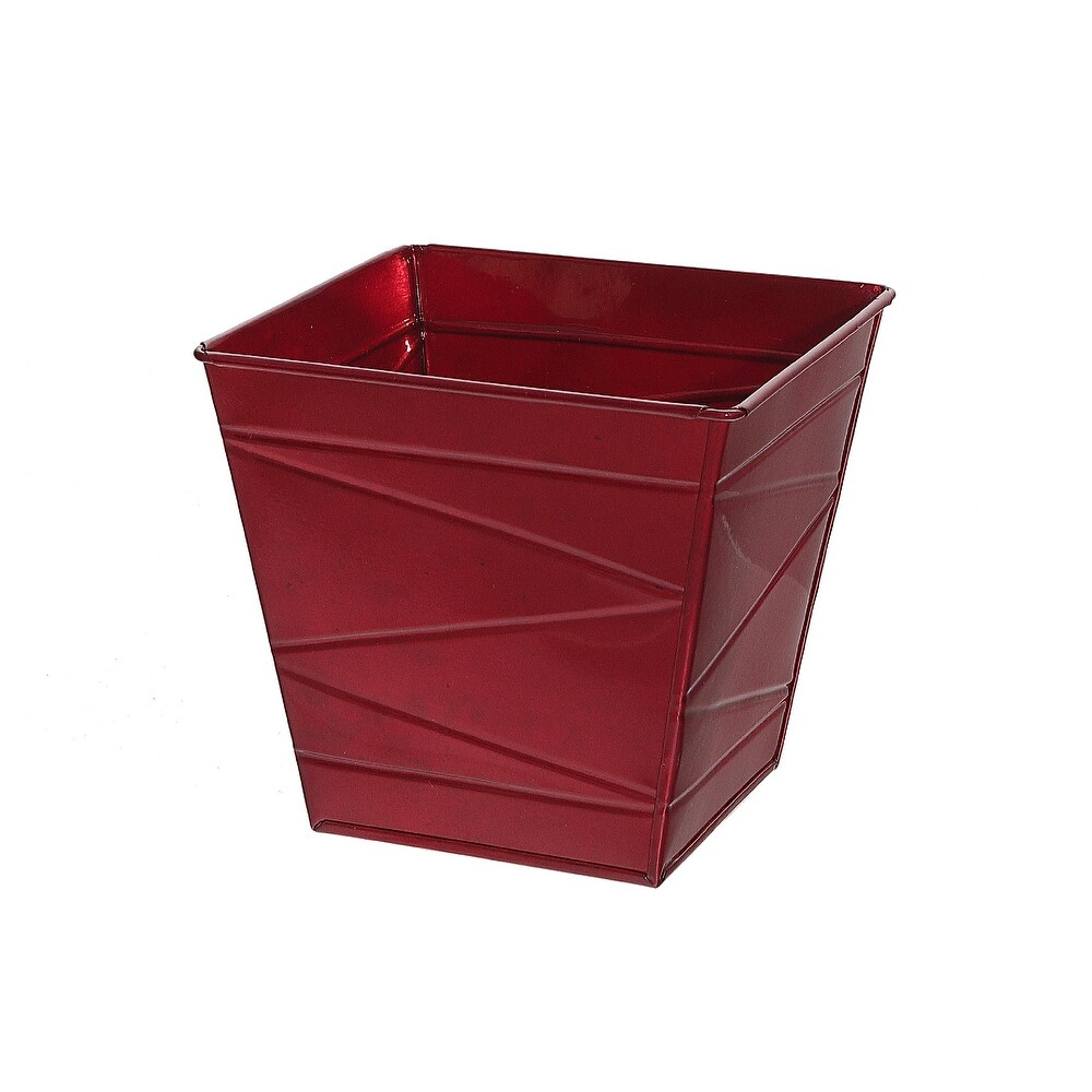 Red Metal Planter (Square)   Set of 2