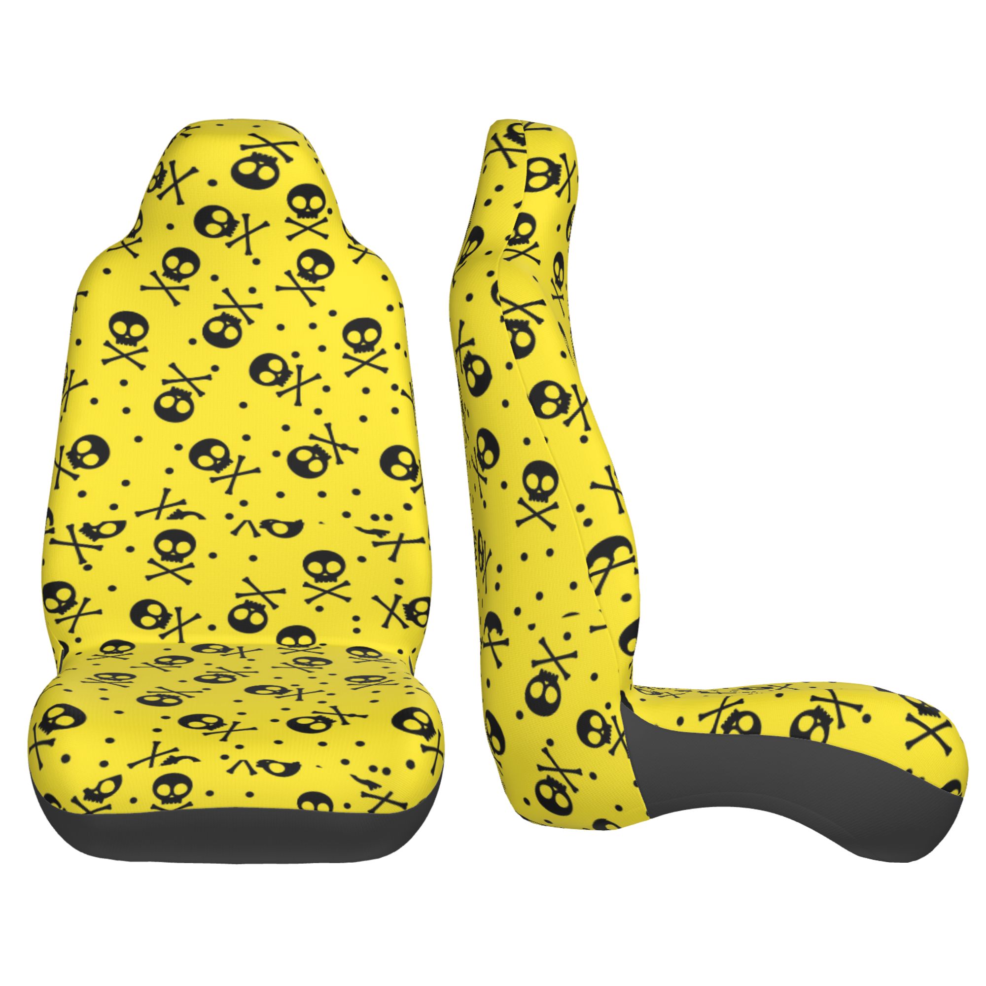 ZICANCN Car Seat Cover Skull Print Bones Yellow Car Front Seat Covers Protectors ， Automotive Seat Covers for Cars Trucks Suv