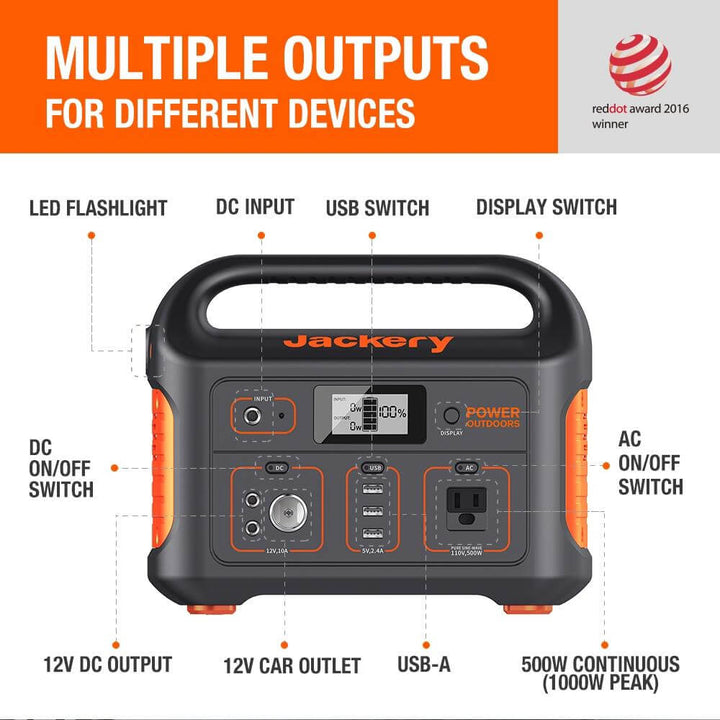 Jackery Explorer 550 Portable Power Station - For Outdoors, RV,  Camping, Hunting, Emergency Back Up