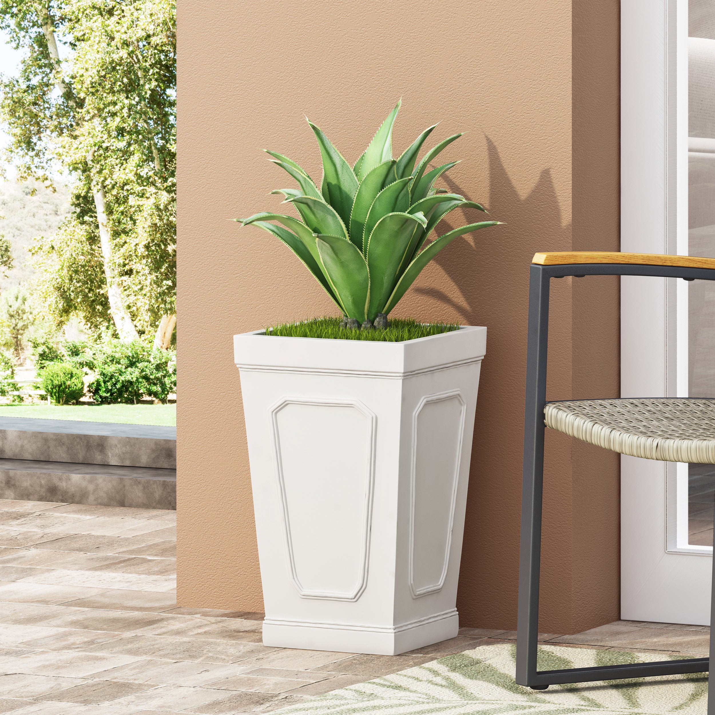 Greg Outdoor Cast Stone Tapered Planter