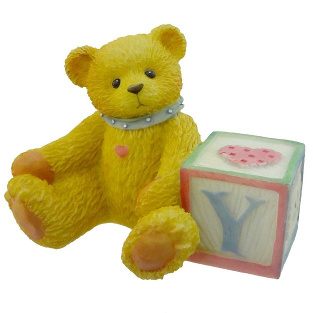 Cherished Teddies Bear With Abc Block Letter Y Teddy Bear Miniature Block Decorative Figurines