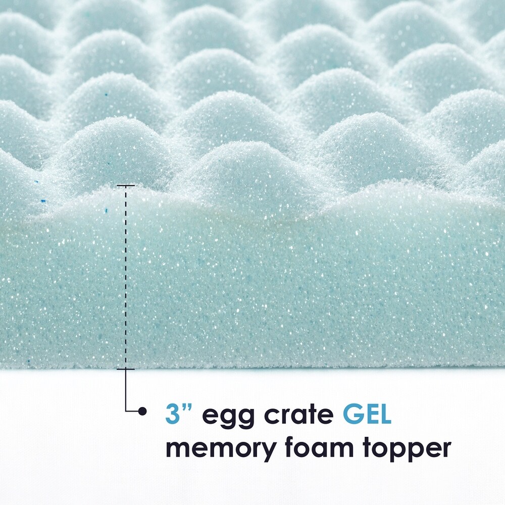 3 Inch Cooling Gel Egg Crate Memory Foam Mattress Topper