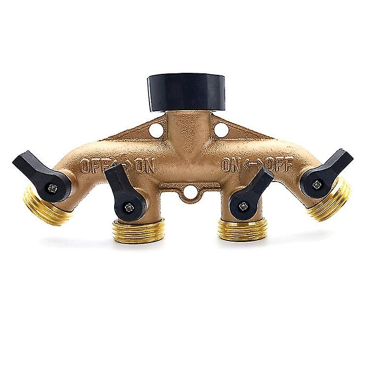 Pieces 3/4 Inch Brass 4 Pipe Hose Separator Nozzle Switch Tap Connectors Tap Separator Tap Adapter Hose Connectors For Garden Irrigation