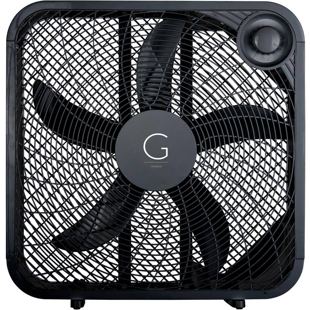 GENESIS 20 in. Black 3-Speed Settings Box Fan with Max Cooling Technology G20BOX-BLK