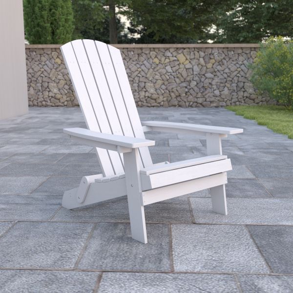 Charlestown Commercial All-Weather Poly Resin Indoor/Outdoor Folding Adirondack Chair in White