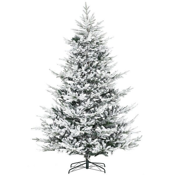 HOMCOM 8 Foot Snow Flocked Artificial Christmas Tree