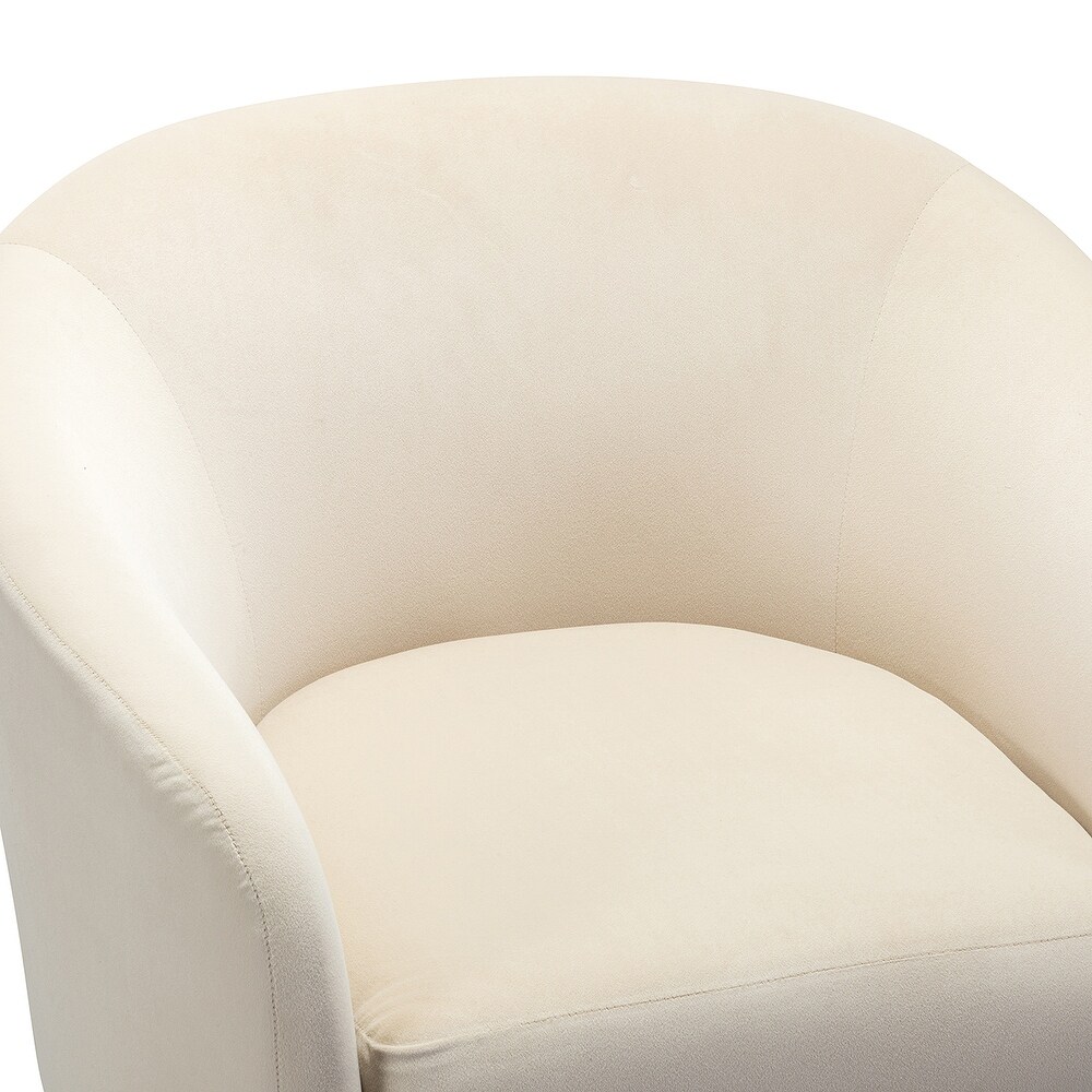 Eleuterio Modern Velvet Curved Swivel Accent Barrel Chair with Metal Base by HULALA HOME