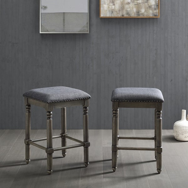 Roundhill Furniture Arnhem Wood Upholstered Counter Height Stool， Set of 2