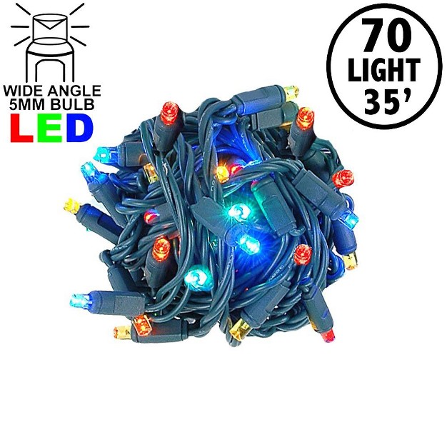 Novelty Lights Led Christmas String Lights 70 Mini Bulbs green Wire 35 Feet