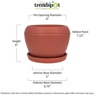 Trendspot 8 in. Faye Brick Red Ceramic Planter ECR01876S-08R