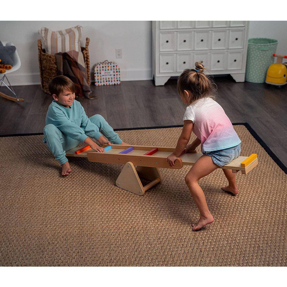 Avenlur Avenlur Willow Wooden Rainbow Indoor Seesaw and Balance Beam For Ages 3-Years to 8-Years Up To 110 lbs. Seesaw