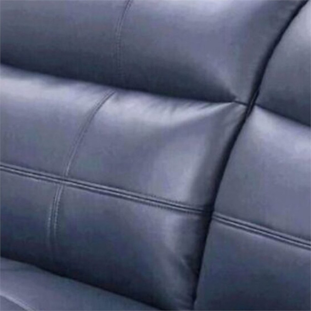 Reni 67 Inch Loveseat Channel Tufted Navy Blue Soft Leather Upholstery   Contemporary   Loveseats   by Homesquare  Houzz