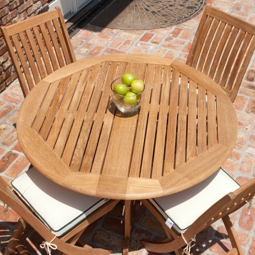 Barbuda Teak Folding 4  x27Dia Round Table   Transitional   Outdoor Dining Tables   by Westminster Teak  Houzz