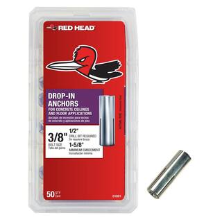 Red Head 38 in. x 1-58 in. Steel Drop-In Anchors (50-Pack) 01891