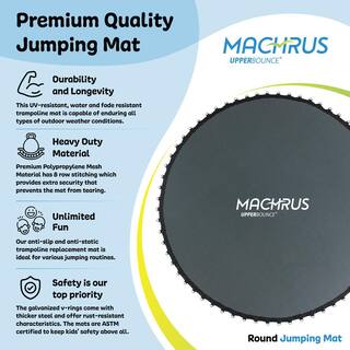 Upper Bounce Machrus Trampoline Replacement Jumping Mat Fits for 16 ft. Round Frames with 108 VRings Using 7.5 in. SpringsMat Only UBMAT-16-108-7.5