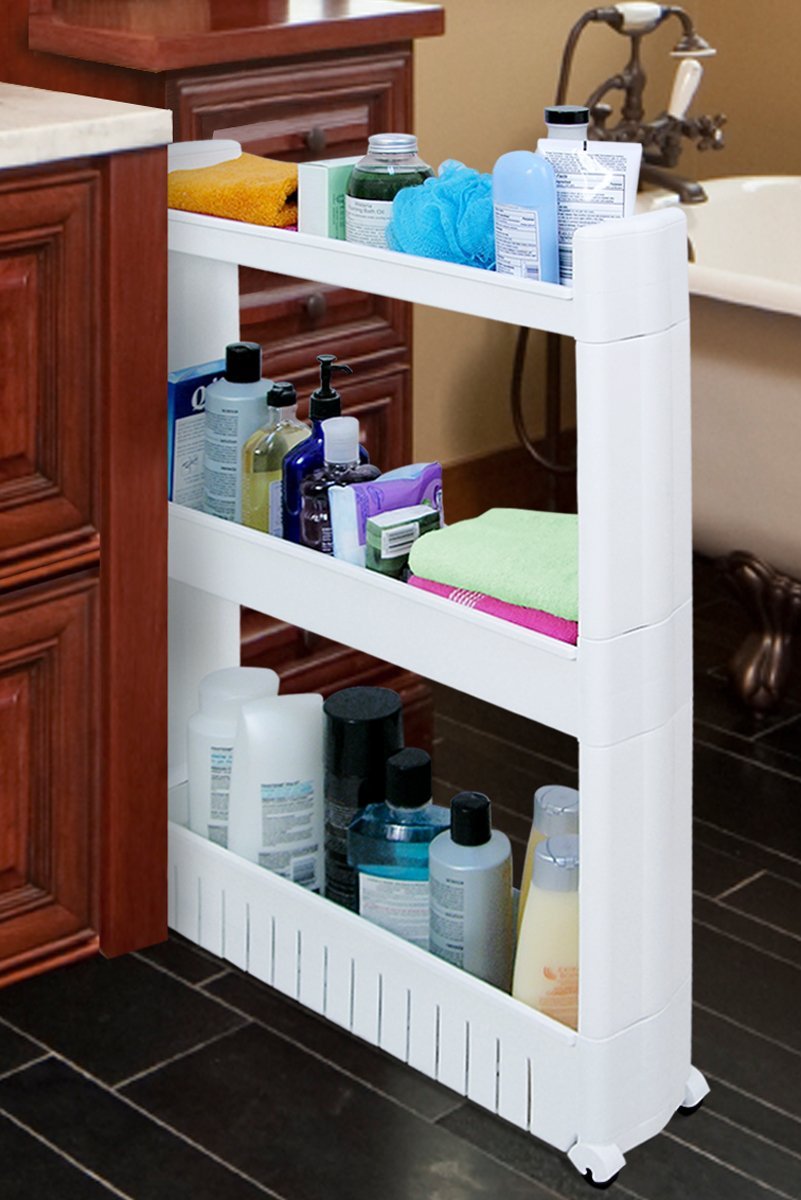 Imperial Home 3-Tier Shelf Rolling Storage Cart - White