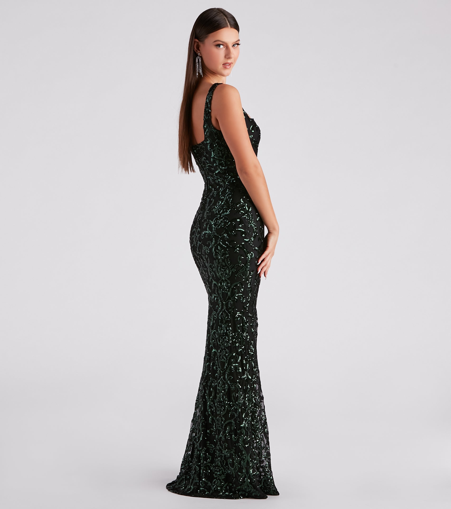 Jovie Formal Sequin Slit Mermaid Long Dress