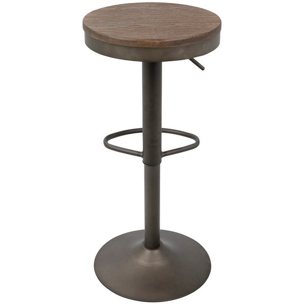 Lumisource Dakota Industrial Barstool in Antique and Brown - Set of 2 - 15