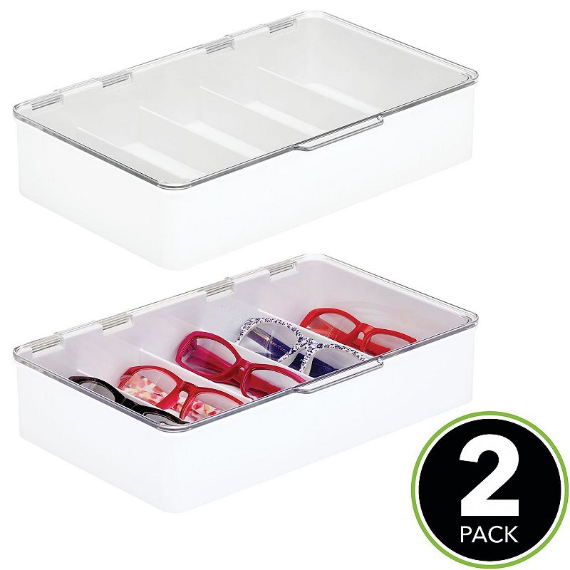 mDesign Plastic Stackable Eyeglass Storage Organizer， 5 Sections - 2 Pack