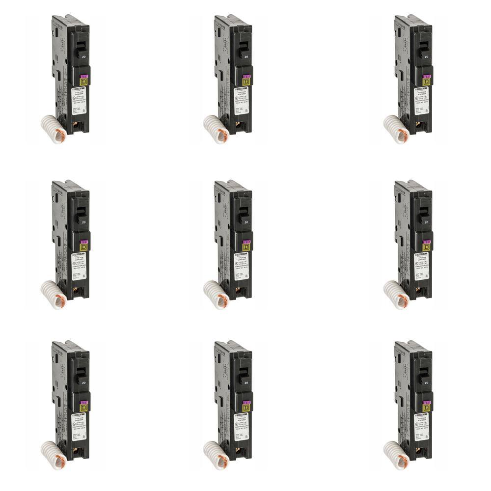 Square D Homeline 20 Amp Single-Pole Dual Function (CAFCI and GFCI) Circuit Breaker (9-pack) HOM120DFC9