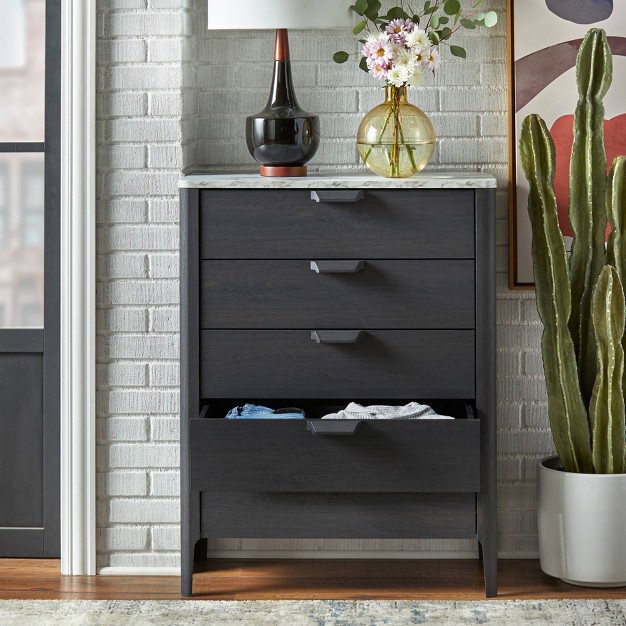 Keely 5 Drawer Chest Charcoal Gray Buylateral