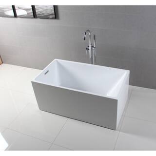 51 in. Acrylic Reversible Drain Rectangular Flatbottom Freestanding Bathtub in White HVTSQ512823