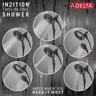 Delta In2ition 4-Spray Patterns 1.75 GPM 6.13 in. Wall Mount Dual Shower Heads in Matte Black 75486CBL