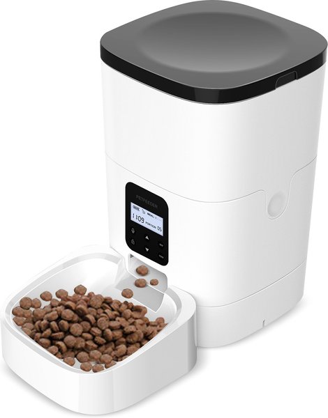 Petdiary Automatic Dog and Cat Feeder， White， Medium