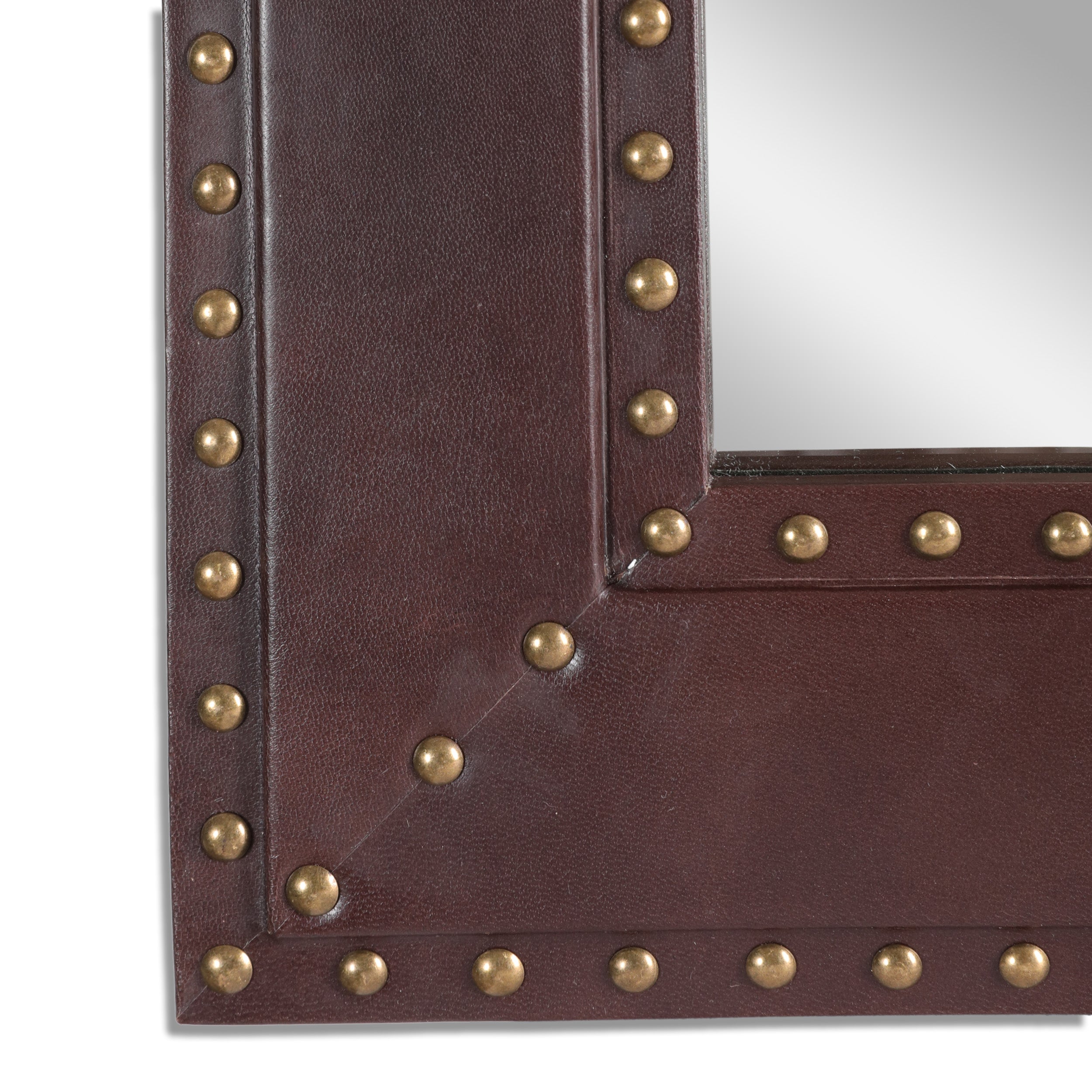 Dodds Handcrafted Boho Studded Leather Square Wall Mirror