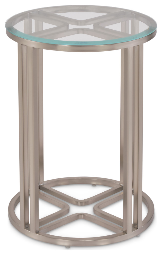 Lanterna Chairside Table   Silver Mist   Contemporary   Side Tables And End Tables   by Michael Amini  Houzz