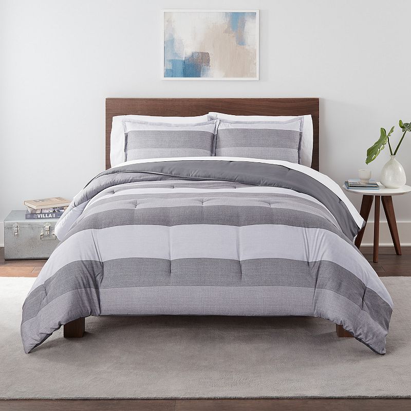 Serta? Simply Clean Billy Textured Stripe Antimicrobial Comforter Set with Shams