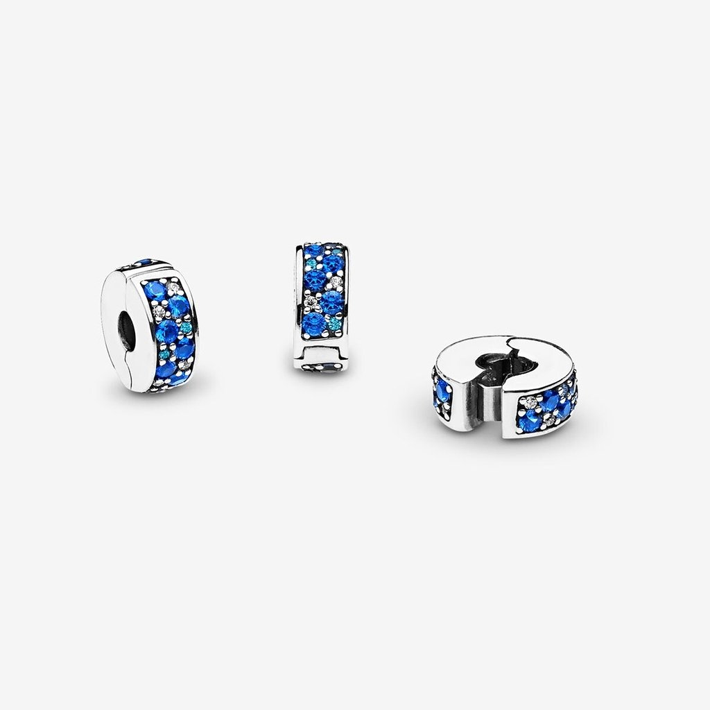 PANDORA  Blue Pavé Clip Charm