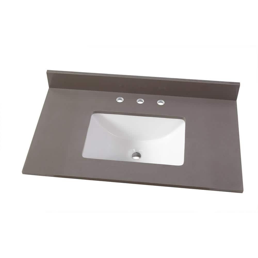 Home Decorators Collection 37 in W x 22 in D Engineered Marble Vanity Top in Slate Grey