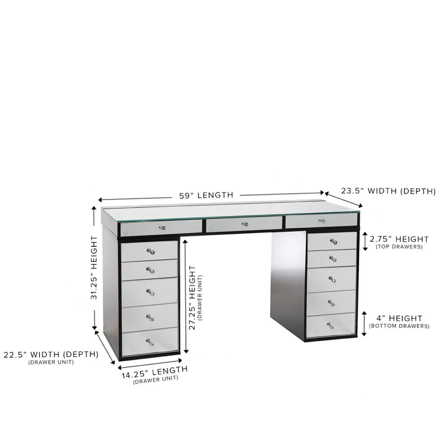 IVFT-SLAYPLUV2M5DR-WHT-N2 | SlayStation 2.0 Mirrored Tabletop + 5 Drawer Units Bundle