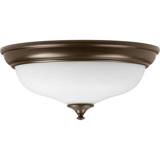 Progress Lighting 15 in. Alabaster Collection 28 -Watt Antique Bronze Integrated LED Flush Mount P350003-020-30