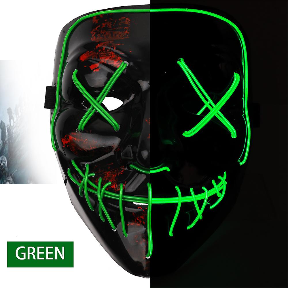 Green Led Cold Light Flash Grimace Fluorescent Mask Festival Performance Party Glowing Masks