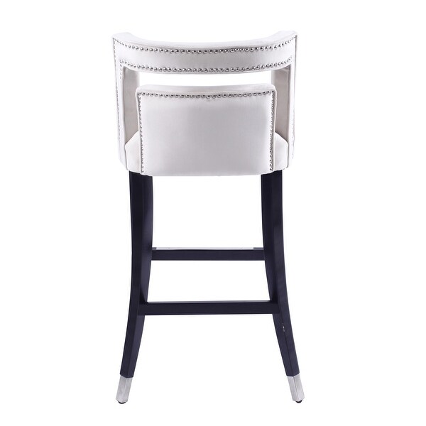 Suede Velvet Barstool with nailheads ， Dining Room Chair with Birch Wood Leg for Dining Room Living Room