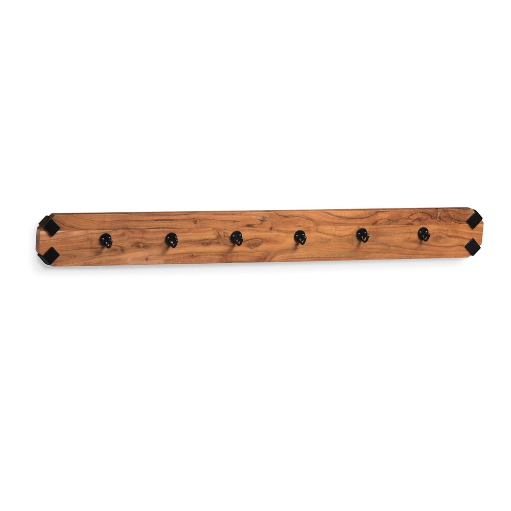 Ryegate Natural Solid Wood with Metal Wall Coat Hook