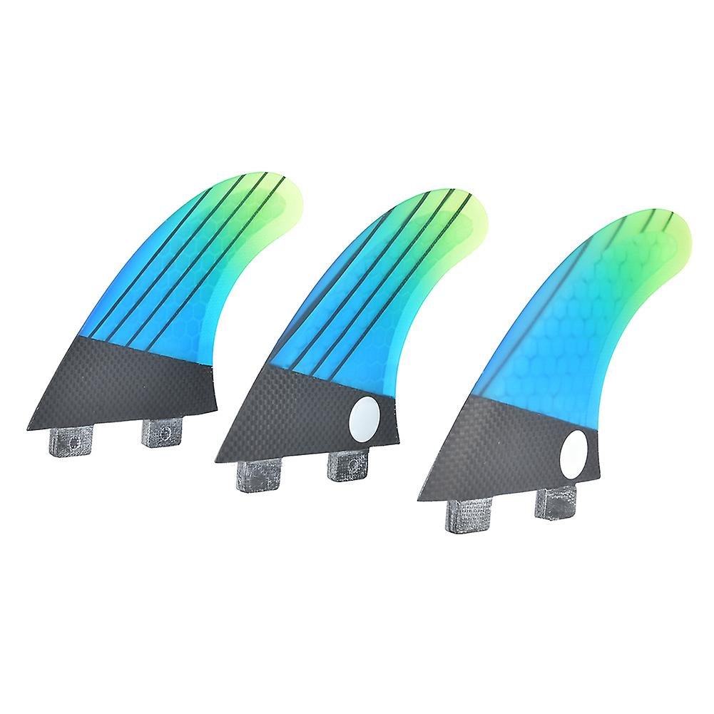 Fiberglass Fcs G5 Stylish Blue Green Gradient Surfboard Tail Fin Flexible Surfing Accessory